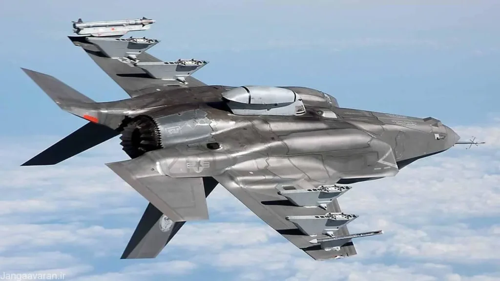 نمای نزدیک از جنگنده F‑35 Lightning II با طراحی پنهانکار
